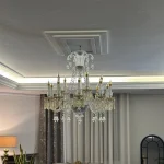 لوستر مدل باکارا 18 شاخه سفید عسلی-سه