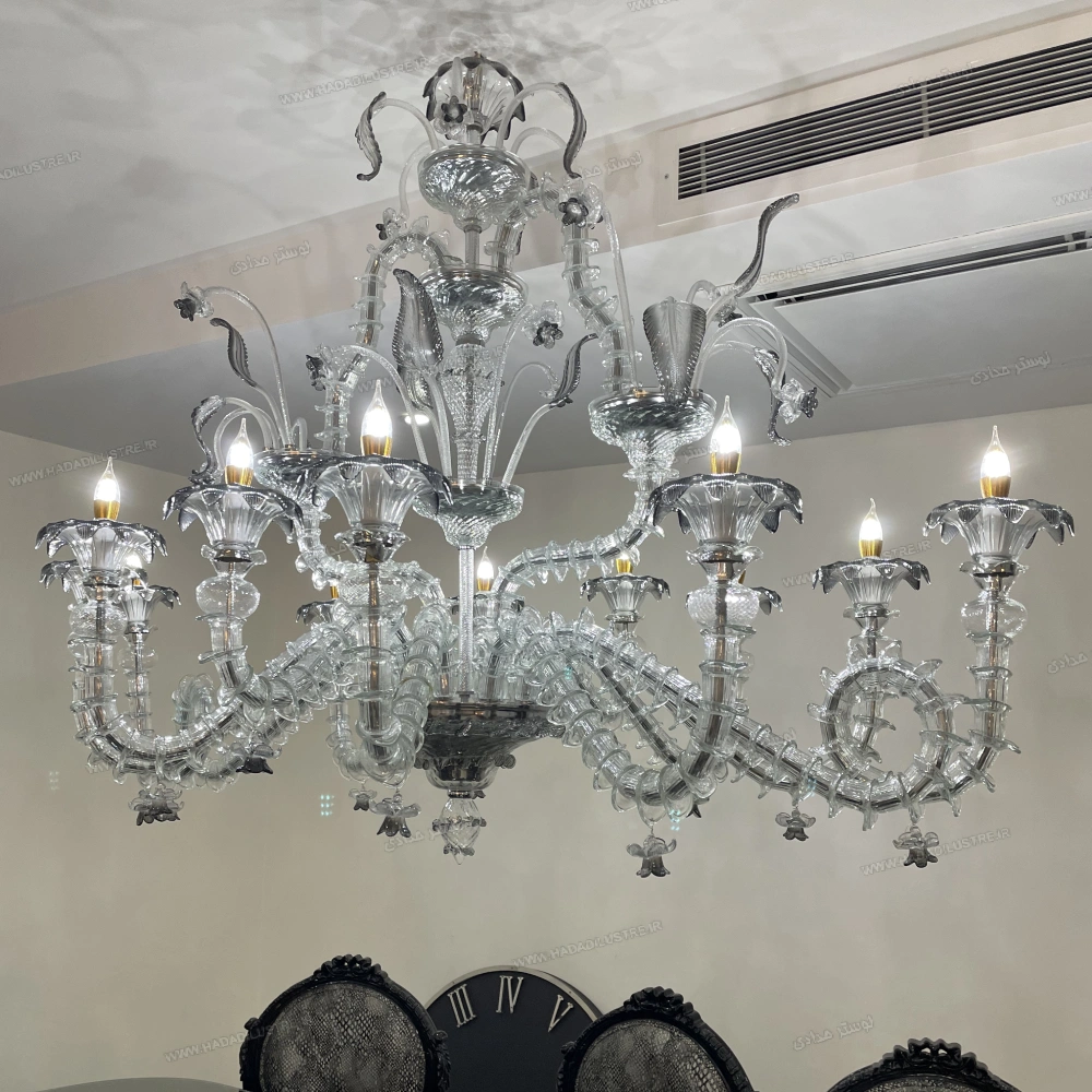 لوستر مدل مورانو اوال 16 شاخه -1 لوستر مدل مورانو اوال 16 شاخه-یک