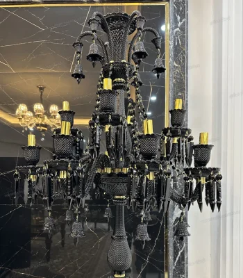 کنار سالنی مدل باکارا 12 شاخه فول مشکی-یک