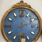 ساعت دیواری چوبی دست ساز و دکوراتیو 60cm آبی