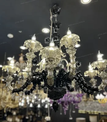 لوستر مدل مورانو رزونیکا دودی مشکی سایز 12 شاخه