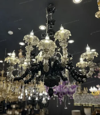 لوستر مدل مورانو رزونیکا دودی مشکی سایز 12 شاخه