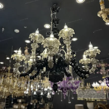 لوستر مدل مورانو رزونیکا دودی مشکی سایز 12 شاخه