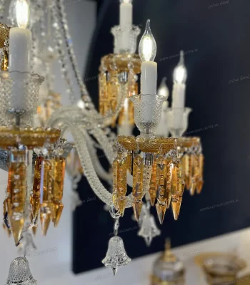 لوستر مدل باکارا سفید عسلی سایز 18 شاخه