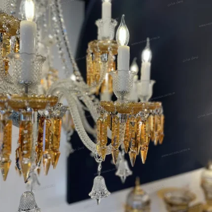 لوستر مدل باکارا سفید عسلی سایز 18 شاخه