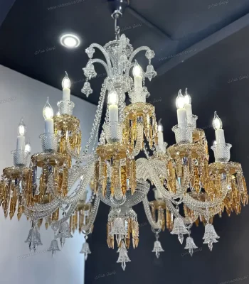 لوستر مدل باکارا سفید عسلی سایز 18 شاخه