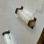 ساعت دیواری چوبی دست ساز و دکوراتیو 90 cm سفید و سبز