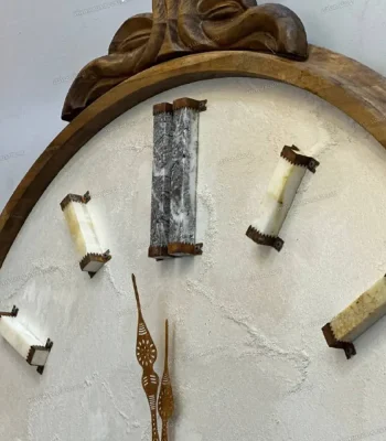 ساعت دیواری چوبی دست ساز و دکوراتیو 90 cm سفید و سبز