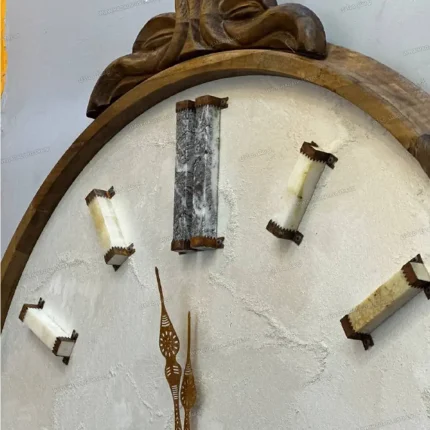 ساعت دیواری چوبی دست ساز و دکوراتیو 90 cm سفید و سبز