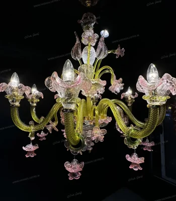 لوستر مدل مورانو رزا سایز 8 شاخه