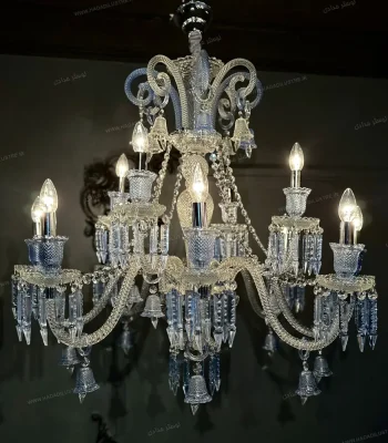 لوستر مدل باکارا سفید آبی سایز 12 شاخه