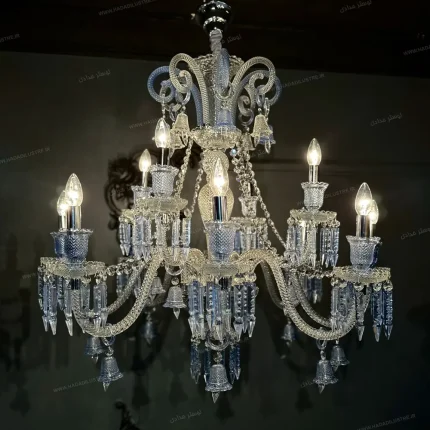 لوستر مدل باکارا سفید آبی سایز 12 شاخه