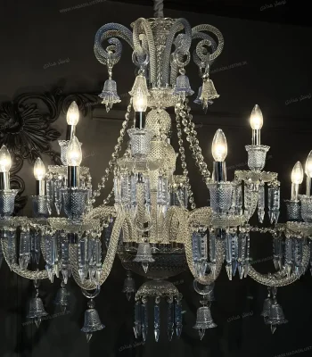 لوستر مدل باکارا سفید آبی سایز 12 شاخه