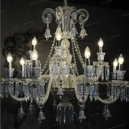 لوستر مدل باکارا سفید آبی سایز 12 شاخه