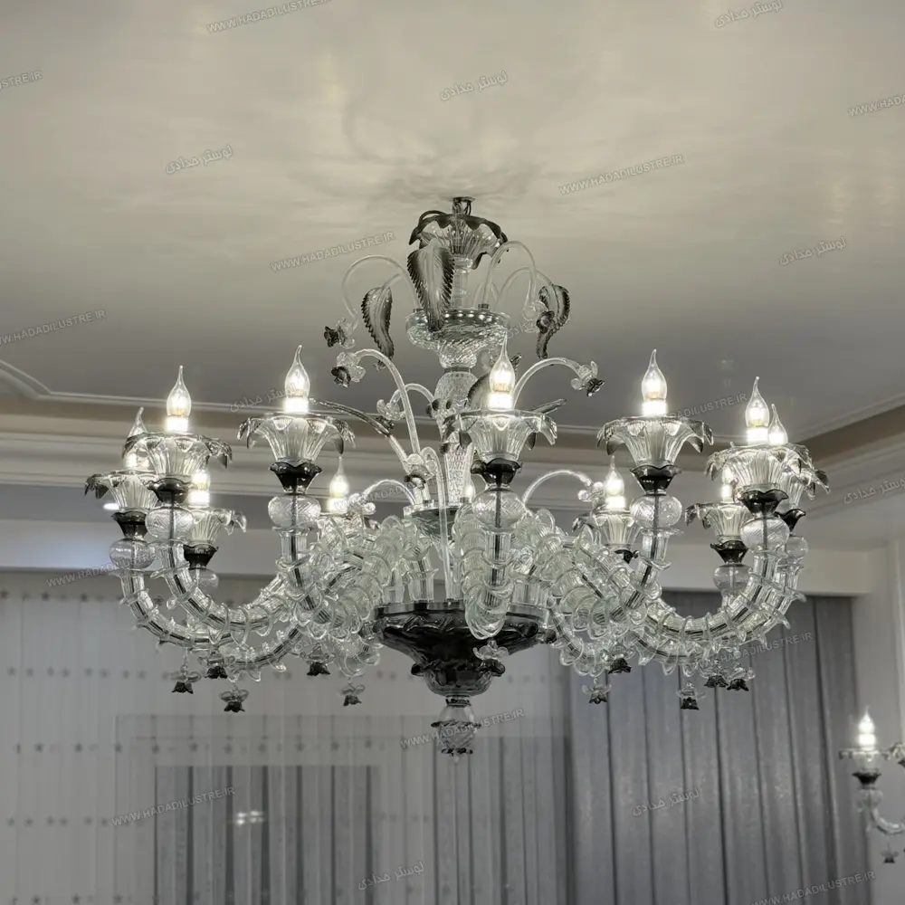 murano-chandelier-mixed-colors-size-12-branches1 لوستر مدل مورانو رنگ تلفیقی سایز 12 شاخه
