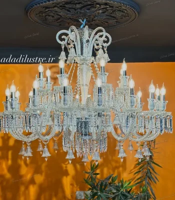 لوستر مدل باکارا رنگ سفید سایز 24 شاخه