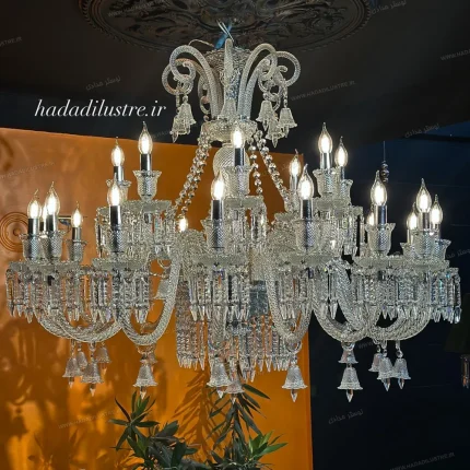 لوستر مدل باکارا رنگ سفید سایز 24 شاخه