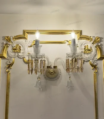 دیوارکوب مدل باکارا رنگ سفید طلایی سایز 2 شاخه