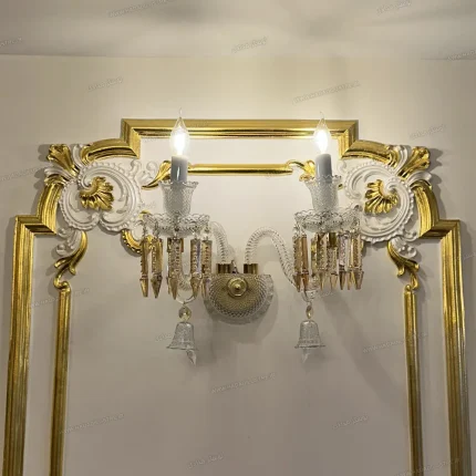 دیوارکوب مدل باکارا رنگ سفید طلایی سایز 2 شاخه