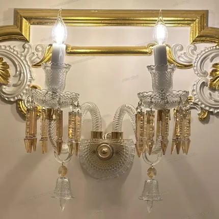 دیوارکوب مدل باکارا رنگ سفید طلایی سایز 2 شاخه