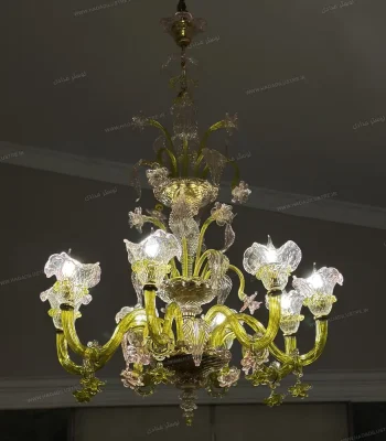 لوستر مدل مورانو سایز 8 شاخه دو ستونه