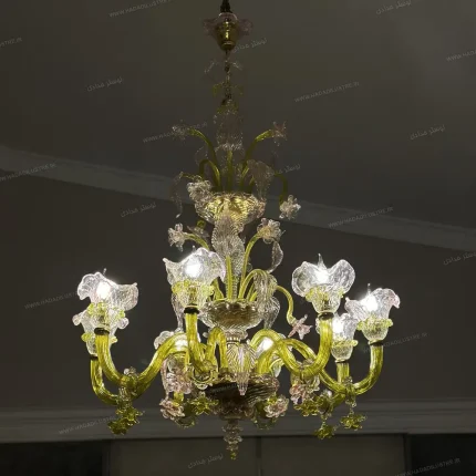 لوستر مدل مورانو سایز 8 شاخه دو ستونه