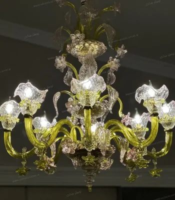 لوستر مدل مورانو سایز 8 شاخه دو ستونه