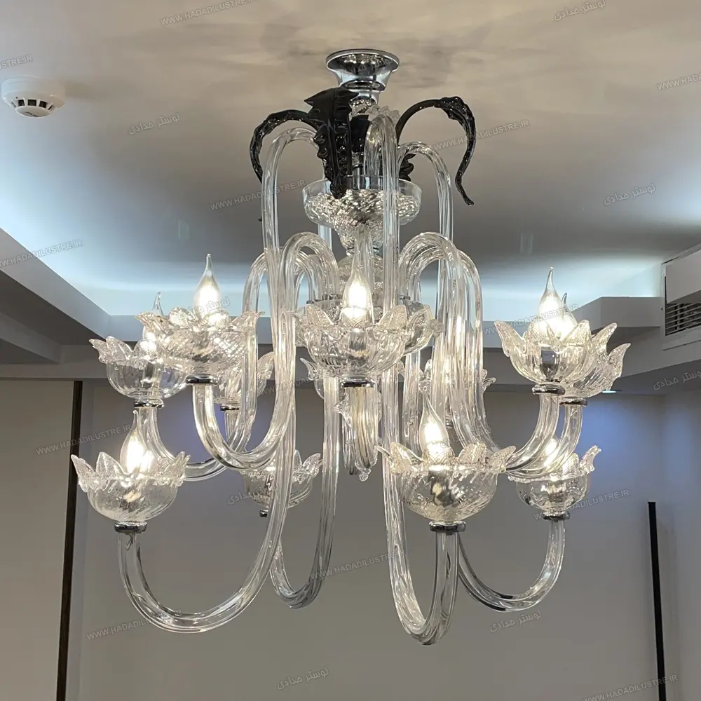 murano-chandelier-white-color-size-12-branches1 لوستر مدل مورانو رنگ سفید سایز 12 شاخه