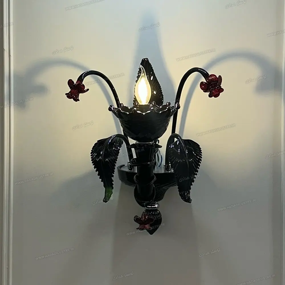 murano-model-wall-sconce-red-black-single-branch-size دیوارکوب مدل مورانو قرمز مشکی سایز تک شاخه