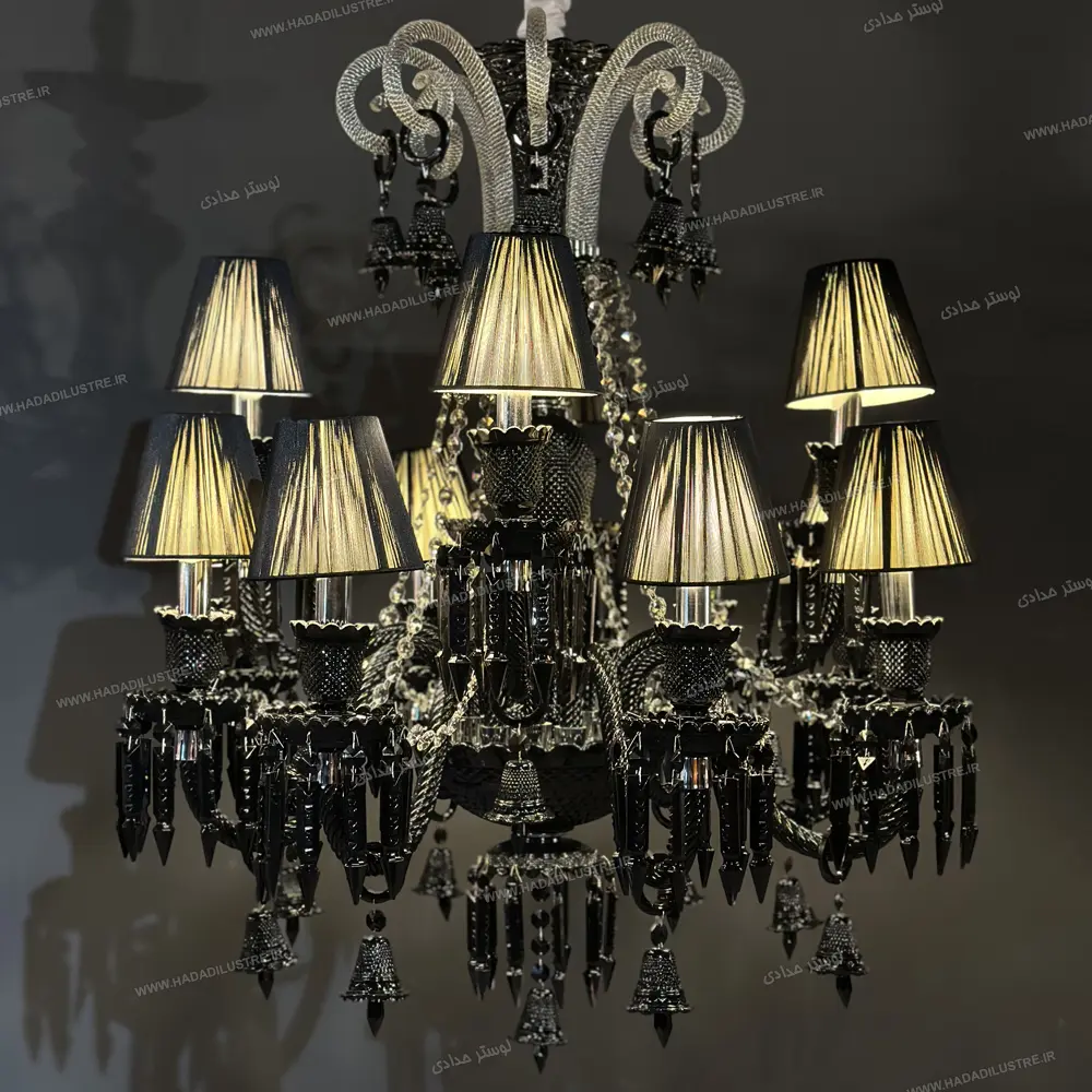 baccarat-chandelier-size-12-branches-with-shade1 لوستر مدل باکارا سایز 12 شاخه به همراه شید