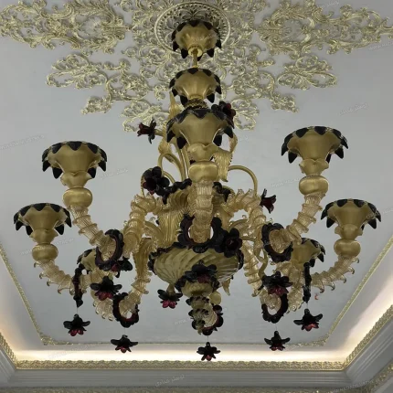 لوستر مدل مورانو تم طلایی مشکی سایز 8 شاخه