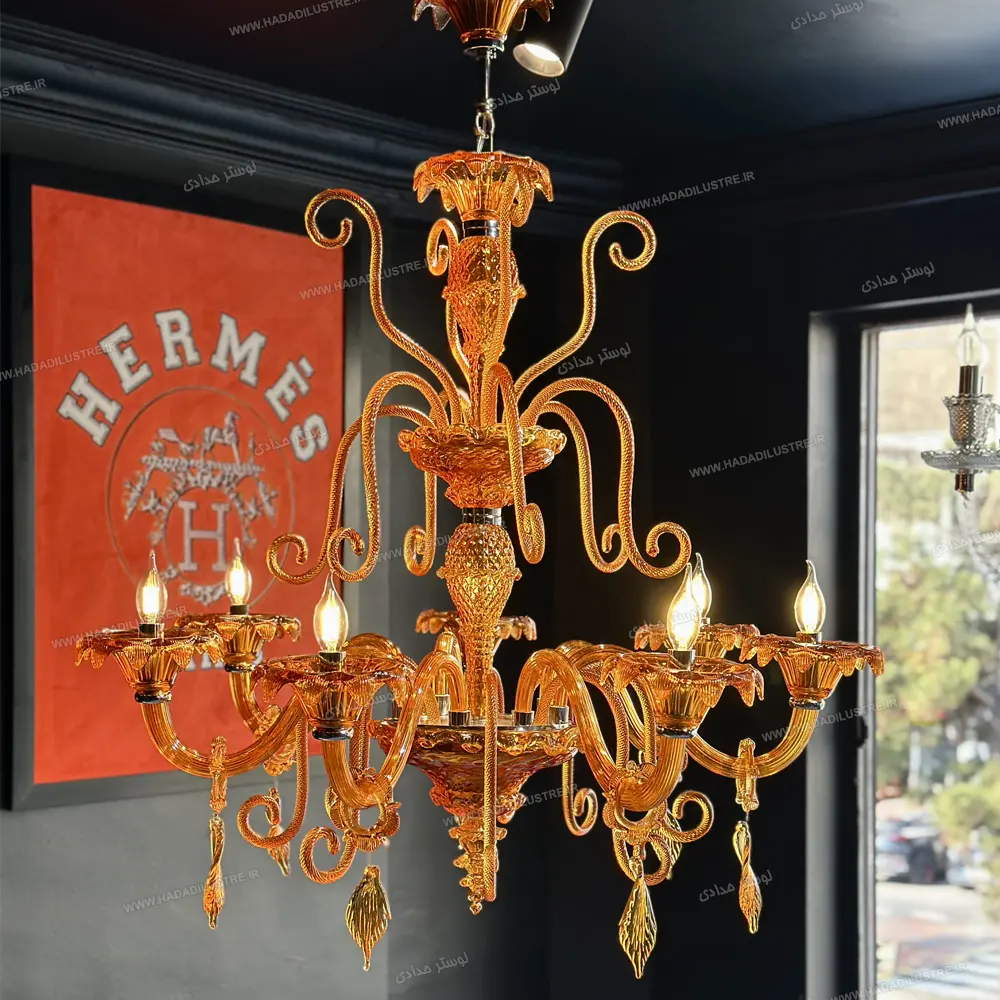 murano-chandelier-hermes-theme-size-8-branches1 لوستر مدل مورانو تم هرمس سایز 8 شاخه