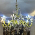 لوستر مدل مورانو سبز فسفری صورتی سایز 8 شاخه