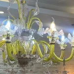 لوستر مدل مورانو سبز فسفری صورتی سایز 8 شاخه