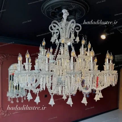 لوستر مدل باکارا سفید گرید A Plus سایز 24 شاخه
