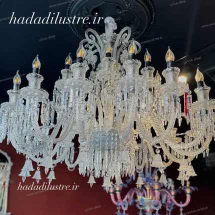 لوستر مدل باکارا سفید گرید A Plus سایز 24 شاخه