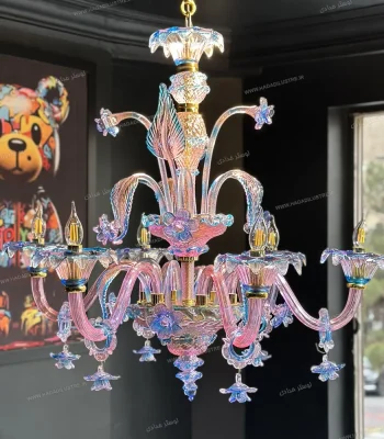 لوستر مدل مورانو هفت رنگ سایز 8 شاخه