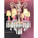 قیمت و خرید لوستر باکارا رنگ سفید صورتی پاستلی سایز 6 شاخه