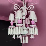 لوستر باکارا رنگ سفید صورتی پاستلی سایز 6 شاخه