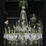 قیمت و خرید لوستر باکارا سایز 32 شاخه تلفیق رنگ سفید کلیر و سبز